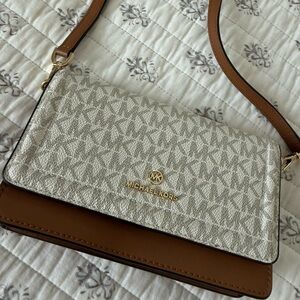 Michael Kors Crossbody Bag Brown and Cream with Signature Monogram